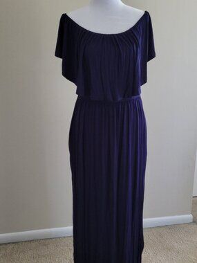 Navy Off Shoulder Maxi Dress